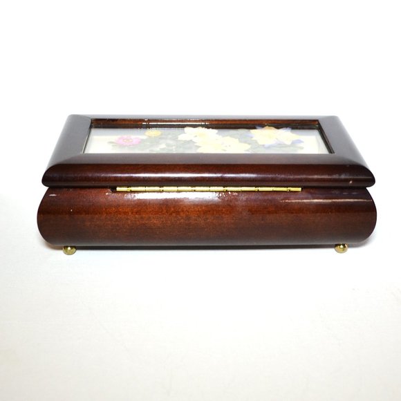 Vintage Gloss Finish Wooden Music Box Jewelry Storage Ladies Dresser Vanity - Picture 10 of 13